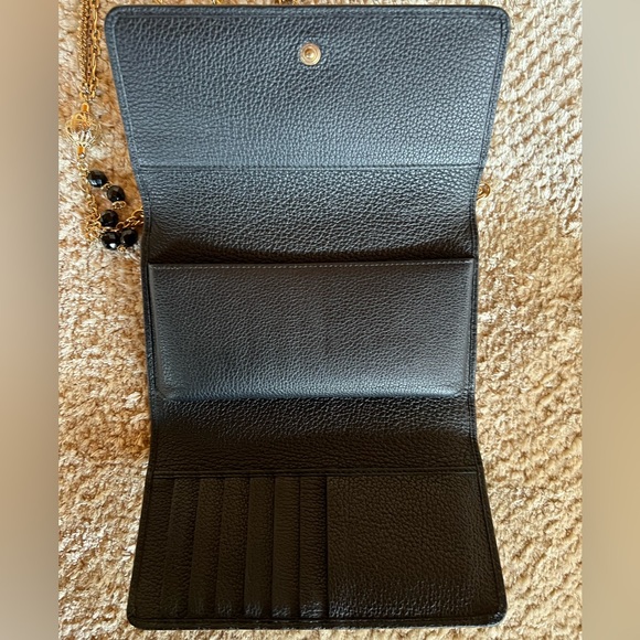 DOLCE & GABBANA Black Leather Miss Sicily Von Embellished Wallet On Chain - Picture 6 of 7